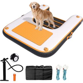 ALIFUN Inflatable Dog Pool Ramp Safety Floating Dock Dog Water Raft for Pool Lake Boat Non-Slip Floating Ladder for Pets Up to 220 LBs Borange 120CM Length
