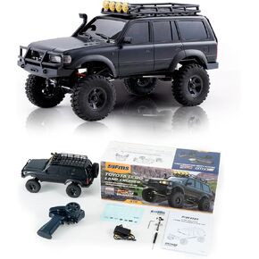 FCX18 FMS 1/18 Brushless RC Crawler, Toyota Cruiser LC80 Pro Offroad Trucks 4X4 RC Rock Crawler with Portal Axles, LED Lights for Adults (Black)