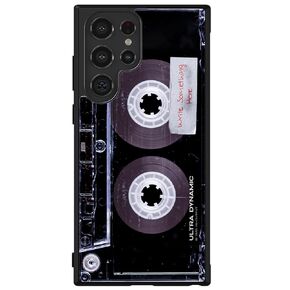 Cassette Tape Clear Black Personalized Black Rubber Phone Case Compatible With Samsung Galaxy S25 S25+ S25 Ultra S24 S24+ S24 Ultra S24FE, S23 FE S23+ Ultra S22 S22+