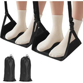 2-Pack Airplane Foot Hammock, Foot Rest for Plane Travel with Extended Adjustment Strap, Portable Desk Foot Hammock with Thickened Bamboo to Relax Your Feet, Foot Sling Travel Essentials