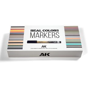 AK Interactive Real Colors Acrylic 34 Markers Deluxe Set for Modelling, Matt Finish, Fast Dry, Waterproof