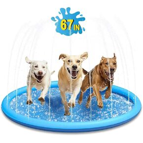 Splash Pad for Kids and Dog, Non-Slip Thicken Sprinkler Pool Summer Outdoor Water Toys (59" Blue)