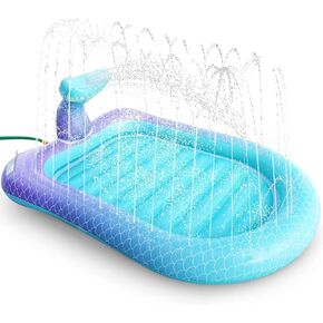 65" Sprinkler & Splash Pad for Kids, Large Outdoor Mermaid Sprinklers Play Mat Summer Water Play Toys Inflatable Sprinkler Pad, Fun Play Pool for Toddlers Babies Over 3 Years Boys Girls
