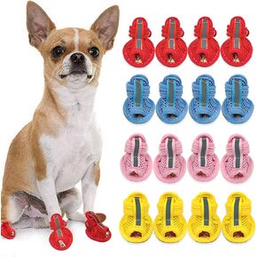 Summer Sandals for Dogs, Breathable Mesh Dog Sandals, Puppy Shoes for Hot Pavement, Pet Shoes for Small Dogs Pink Label 1