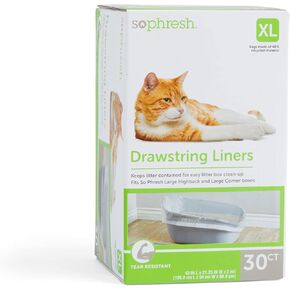 So Phresh Drawstring Liners for Highback Boxes for Cats, 43" L X 21.25" W, Count of 30