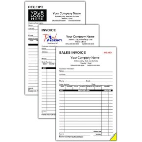100 Sets Custom Invoice Receipt Book Duplicate Carbonless Form with Logo/Text, Personalized Sales Order NCR Books 2-Part in Bulk with Pad for Small Business, Dealership, Shop,Auto Sale