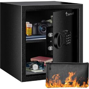 Bonsaii Steel Safe Box with Digital Keypad Lock, 1.2 Cubic Feet Security Document Safe with Removable Shelf for Home, Hotel, Office, Valuables, Money, 12.99 x 14.17 x 12.99 Inches