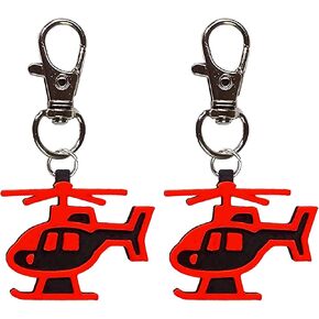 Helicopter Heli Collar Charm Zipper Pull Charm Yazzle Dazzle Set of 2 Red Black Handmade Handcrafted Helo Chopper Hover