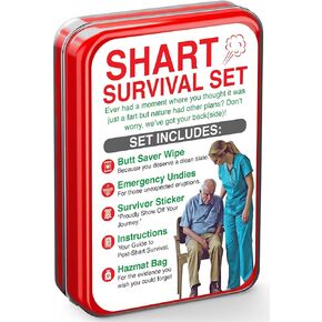 Shart Survival Set - Funny Gag Gift 2024 Boyfriend Gifts Includes Disposable Underwear, Hazmat Bag, Wet Wipe and More! Unique Stocking Suffers for Men Birthday Husband Teens Potty Humor Prank Him Fart