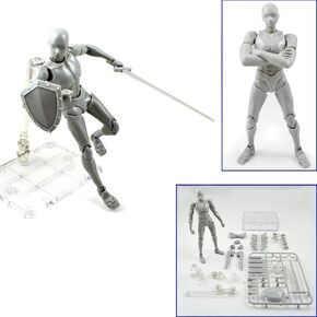 COPYLOVE Body Kun DX Set Male & Female Action Figure Model Set Action Drawing Mannequin Figure for SHF Body Kun Doll PVC Body-Chan DX Set 2.0 (Gray Male+Female)