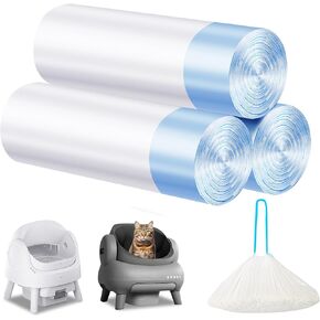 Cat Litter Bags 120 Count,26.37"x15.74" Drawstring Close Litter Box Liners for Automatic Litter Box,Thick Cat Poop Bags,Easy to Clean,Heavy Duty Robot Bag for Self-Cleaning Box