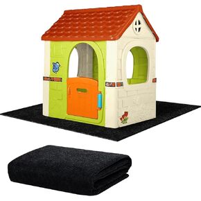 Outdoor Playhouse Mat, 51'' x 47'' Felt Outdoor Playhouse Activity Rug with Non Slip Backing Protective Outside Game House Play Mat Home Floor Play House Pad Rug