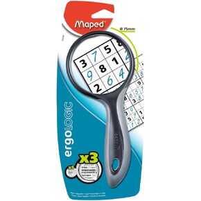 Maped Ergologic Large 3X Magnifying Glass 3 Inch, Assorted Colors (039300)