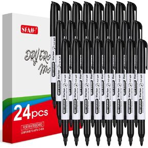SFAIH Dry Erase Markers Fine Tip - 6 Pack Whiteboard Markers Dry Erase For Kids Adult Low Odor, Black Dry Erase Markers Fine Point For Home Classroom
