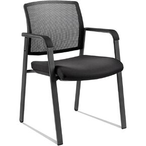 Clatina Mesh Back Guest Depart Arm Chairs مع عجلات ، كراسي غرفة الانتظار مع مقعد منجد النسيج ودعم قطني مريح لكنيسة مدرسة المؤتمر المكتبي الأسود (4 عبوات) in Kuwait