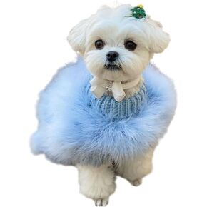 OUSHOP Small Dog Pullover Sweater Cute Furry Coat Cold Weather Knitted Feather Turtleneck Knitwear Warm Clothes,Pink,M