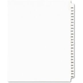 Collated Side Tab Legal Index, Numbers 226-250, 8-1/2"x11", 25 Sheets/Pack AVE01339