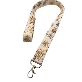 Christmas Winter Lanyard Keychain Key Keeper Winter ID Badge Holder Key Leash (Black Snowflake)