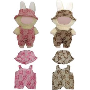 17cm Doll Clothes - 2PCS Doll Clothes and Hats，6.7 Inches Cute Doll Clothes- Adorable Pink & Brown Doll Accessories,（No Doll）