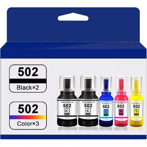 T502 502 Ink Refill Bottles for Ecotank ET2760 ET-4760 ET2750 ET-3760 ET-2850 ET-15000 ST-4000 ST-2000 ET-3710 ET-3850 ET-3750 ET-4850 ET-3830 ET4750 ET2700 ST3000 ET3700 Printer(2BK C M Y)