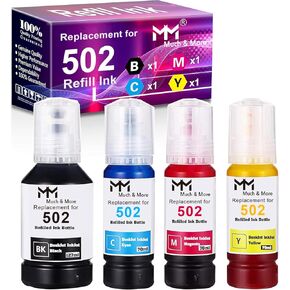 MM MUCH & MORE Refill Ink Bottles Replacement for 502 T502 Ink EcoTank ET-2700 ET-2750 ET-3750 ET-4750 ET-2760 ET-3760 ET-4760 ET-2700 ET-3700 ET-3710 ET-15000 ST-2000 ST-3000 ST-4000 in Kuwait
