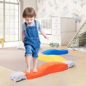 Miereirl Balance Beam Stepping Stones for Kids, 8 Pcs Toddler Balance Beam, Non-Slip Plastic Balance Stepping Stones, Sensory Toys for Toddlers, Kids, Indoor or Outdoor Active Play for Age 3-5 Years