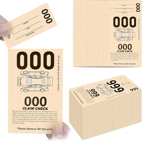3 Part Valet Parking Tickets (1000 Tickets) with Car Diagram Valet Tags Numbered Claim Check Key Valet Stub Perforated Parking Tickets for Car Lot Business 2.83 x 5.5 Inches Heavyweight Paper