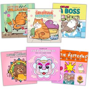CHASON & CO (Cattitude + Mandalas Mini Coloring Books Bundle (6 Books)