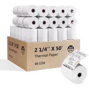 (50 Rolls)2 1/4''x85’ Thermal Paper 48GSM BPA FREE Receipt Rolls Honeycomb Core Thermal Printer Paper Compatible with Printers, POS Cash Register,Credit Card Paper