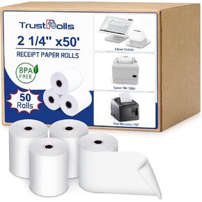 Premium 2 1/4 x 50 Thermal Paper Rolls - BPA Free Credit Card Receipt Paper, 50 Rolls/Case for POS & ATM Systems