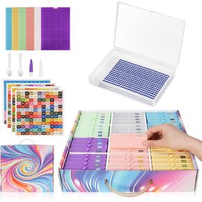 48 pcs Diamond Painting Accessories Diamond Art Trays with Lids, Tiny Anti Static Diamond Art Storage Container Trays, Stackable Craft and Bead Storage Organizer & Line-Up, Box Package