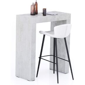 Mobili Fiver, Evolution High Table 35.4 x 15.7 in, Concrete Effect, Grey, Made in Italy