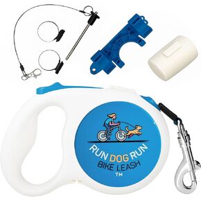 Dog Bike Leash, 16 Ft Retractable Dog Leash for Cycling or Walking, Quick Attach, with Flashlight Slot and Poop Bag Holder, Bike Attachment for Dogs, Handlebar Hands Free Leashes Running Accesories.
