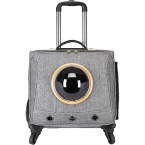 Multi-Functional Pet Trolley Case, Suitable for Pets Under 15kg, Three-Sided Breathable Design, Convenient Adjustable Pull Handle