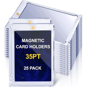 25pcs Magnetic Card Holder Touch Card Holder Card Protectors Baseball Cards Holder Hard Plastic Display Case Card Sleeves Magnetic Card Case Holder for Trading Cards Sports Game Basketball Cards