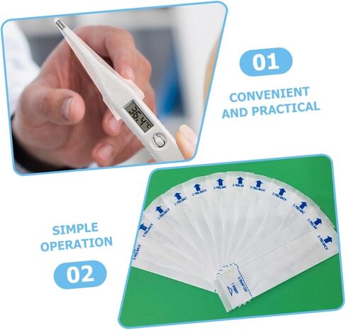 Cabilock 100pcs مسبار حماة لأغاني قياس الحرارة لقياس الحيوانات الأليفة سهلة الاستخدام الأكمام المقياس للكلاب القطط والأرانب in Kuwait
