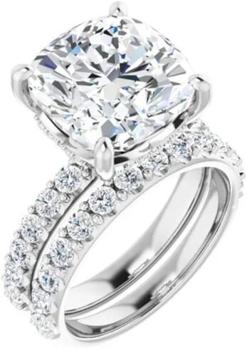 وسادة قطع الخاتم Moissanite مجموعة VVS1 Solitaire سوليتير الهداف الذكرى الذكرى السنوية مجموعة هدية مصنوعة يدويا لها ، 925 الفضة/10K/14K/18K الذهب in Saudi Arabia