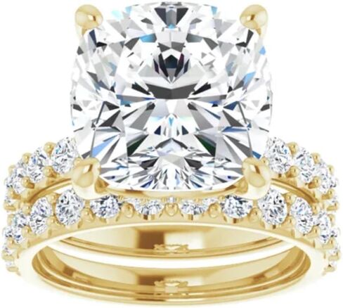 وسادة قطع الخاتم Moissanite مجموعة VVS1 Solitaire سوليتير الهداف الذكرى الذكرى السنوية مجموعة هدية مصنوعة يدويا لها ، 925 الفضة/10K/14K/18K الذهب in Saudi Arabia