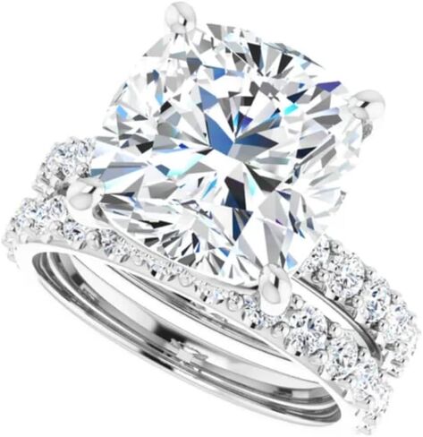 وسادة قطع الخاتم Moissanite مجموعة VVS1 Solitaire سوليتير الهداف الذكرى الذكرى السنوية مجموعة هدية مصنوعة يدويا لها ، 925 الفضة/10K/14K/18K الذهب in Saudi Arabia