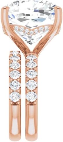 Cushion Cut Moissanite Ring Set VVS1 Colorless Solitaire Pave Wedding Anniversary Ring Set Huge Handmade Gift for Her, 925 Silver/10K/14K/18K Gold in Saudi Arabia