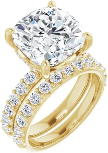 وسادة قطع الخاتم Moissanite مجموعة VVS1 Solitaire سوليتير الهداف الذكرى الذكرى السنوية مجموعة هدية مصنوعة يدويا لها ، 925 الفضة/10K/14K/18K الذهب in Saudi Arabia