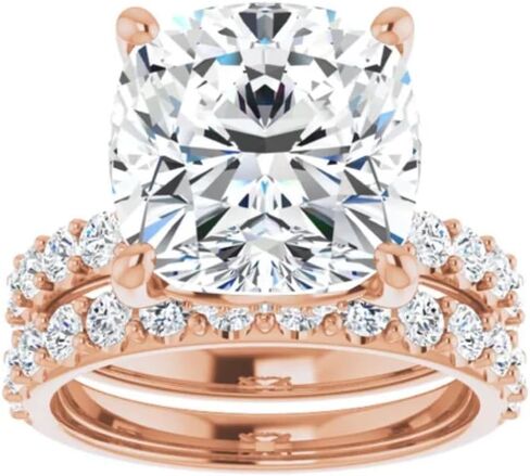 وسادة قطع الخاتم Moissanite مجموعة VVS1 Solitaire سوليتير الهداف الذكرى الذكرى السنوية مجموعة هدية مصنوعة يدويا لها ، 925 الفضة/10K/14K/18K الذهب in Saudi Arabia