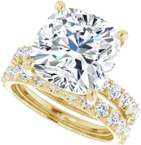 وسادة قطع الخاتم Moissanite مجموعة VVS1 Solitaire سوليتير الهداف الذكرى الذكرى السنوية مجموعة هدية مصنوعة يدويا لها ، 925 الفضة/10K/14K/18K الذهب in Saudi Arabia