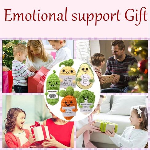 Encouragement Support Vegetables and Fruits Knitted Dolls with Positive Card- 5PCS Handmade Emotional Gift Creative Cute Crochet Doll Cheer Up Gift for Friends, Parties Room Decoration in Saudi Arabia