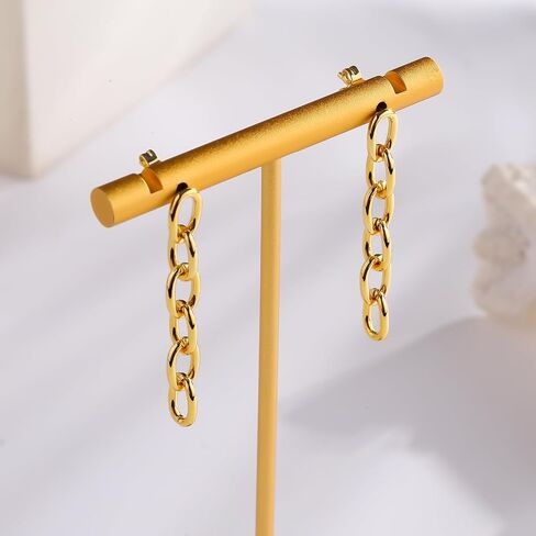 ToHeart Chain Earrings Double Piercing Double Earrings 14k Gold Stud Earrings Hypoallergenic Double Piercing Earrings Lightweight, Silver, No Gemstone in Kuwait