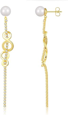 ToHeart Chain Earrings Double Piercing Double Earrings 14k Gold Stud Earrings Hypoallergenic Double Piercing Earrings Lightweight in Saudi Arabia