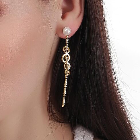 ToHeart Chain Earrings Double Piercing Double Earrings 14k Gold Stud Earrings Hypoallergenic Double Piercing Earrings Lightweight in Saudi Arabia
