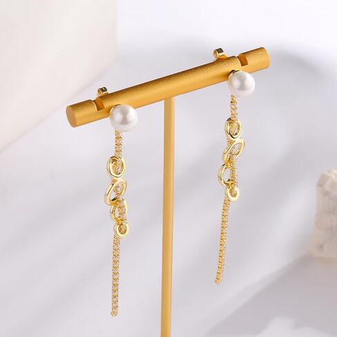 ToHeart Chain Earrings Double Piercing Double Earrings 14k Gold Stud Earrings Hypoallergenic Double Piercing Earrings Lightweight in Saudi Arabia