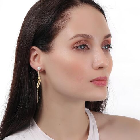 ToHeart Chain Earrings Double Piercing Double Earrings 14k Gold Stud Earrings Hypoallergenic Double Piercing Earrings Lightweight in Saudi Arabia