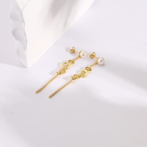 ToHeart Chain Earrings Double Piercing Double Earrings 14k Gold Stud Earrings Hypoallergenic Double Piercing Earrings Lightweight in Saudi Arabia
